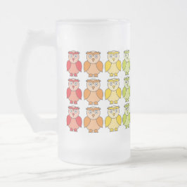 Bevrokken glas - Cute Rainbow Owl Pattern Matglas Bierpul