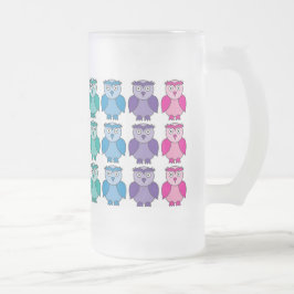 Bevrokken glas - Cute Rainbow Owl Pattern Matglas Bierpul