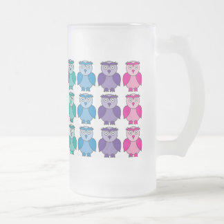 Bevrokken glas - Cute Rainbow Owl Pattern Matglas Bierpul