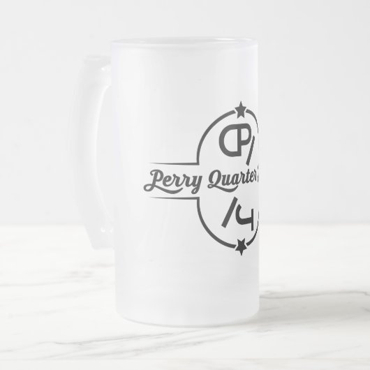 Bevrokken met zwarte logo matglas bierpul (Voorkant links)