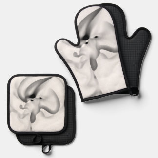 Bevroren: Abstract grijs, wit & zwart Ovenwant & Pannenlap Set