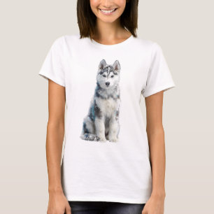 Bevroren Arctische Husky Portret Sneeuwvlagen Vrou T-shirt