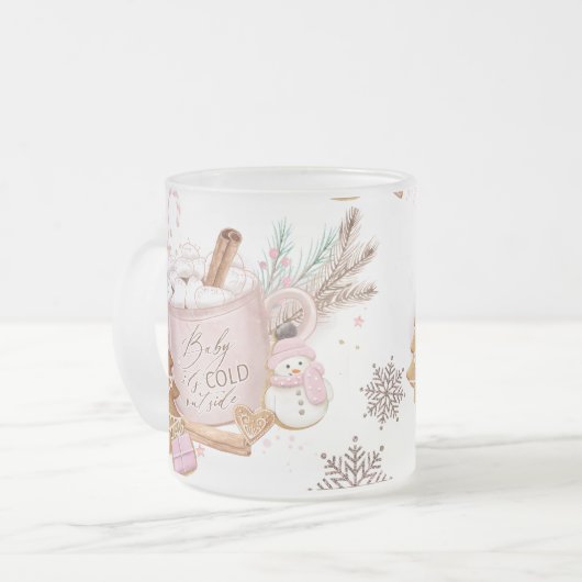 Bevroren Baby is het Koude Buiten Mok| Roze Mok (Voorkant links)