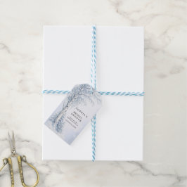Bevroren berkenboom bruiloftsfeest cadeautags cadeaulabel