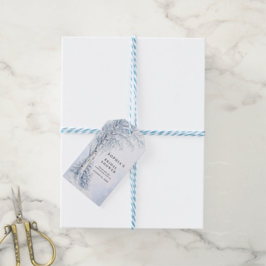 Bevroren berkenboom bruiloftsfeest cadeautags cadeaulabel (Met Touw)