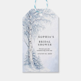 Bevroren berkenboom bruiloftsfeest cadeautags cadeaulabel