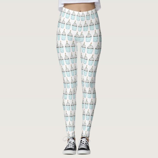 Bevroren Birthday Cupcake Cake Sprinkles Candle Leggings (Voorkant)