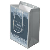 Bevroren Blau Winter Bruiloft Custom Medium Cadeauzakje (Achterkant Gekanteld)