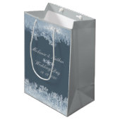 Bevroren Blau Winter Bruiloft Custom Medium Cadeauzakje (Voorkant Gekanteld)
