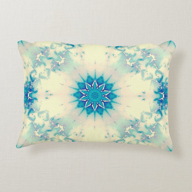 Bevroren, blauw winterpatroon van Snowflake Accent Kussen (Achterkant)