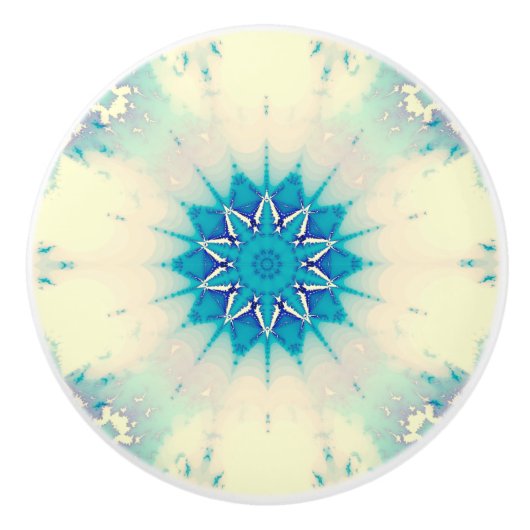 Bevroren, blauw winterpatroon van Snowflake Keramische Knop (Voorkant)