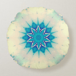 Bevroren, blauw winterpatroon van Snowflake Rond Kussen