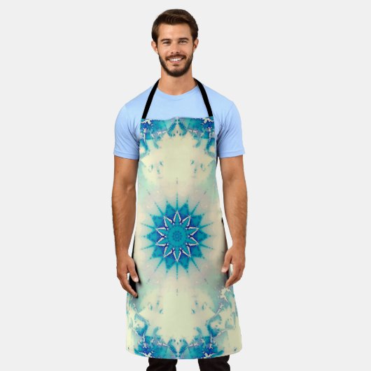 Bevroren, blauw winterpatroon van Snowflake Schort (Gedragen)