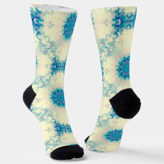 Bevroren, blauw winterpatroon van Snowflake Sokken (Gebogen)