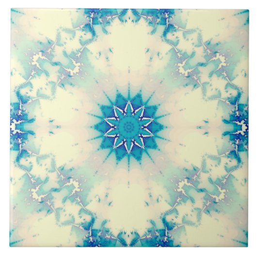 Bevroren, blauw winterpatroon van Snowflake Tegeltje (Voorkant)