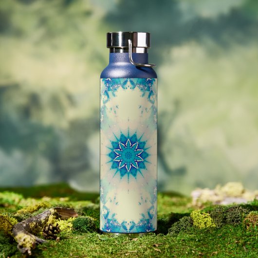 Bevroren, blauw winterpatroon van Snowflake Waterfles (Buiten)