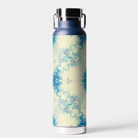 Bevroren, blauw winterpatroon van Snowflake Waterfles (Voorkant)