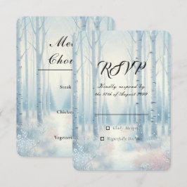 Bevroren Blauwe Berk Bos Bruiloft RSVP Kaartje