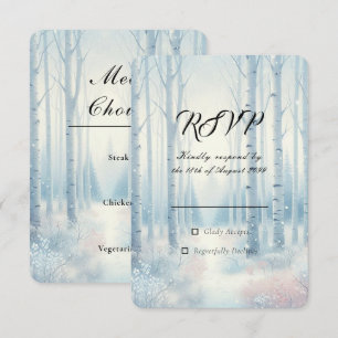Bevroren Blauwe Berk Bos Bruiloft RSVP Kaartje