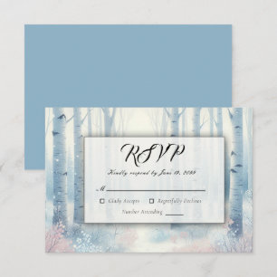 Bevroren Blauwe Berk Bos Bruiloft RSVP Kaartje