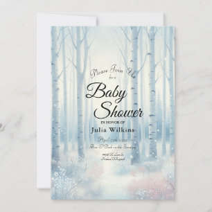 Bevroren Blauwe Berkenbos Baby Shower Kaart