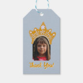 Bevroren Blauwe Prinsessen Kroon Bloem Foto Verjaa Cadeaulabel (Voorkant)