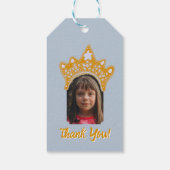 Bevroren Blauwe Prinsessen Kroon Bloem Foto Verjaa Cadeaulabel (Achterkant)