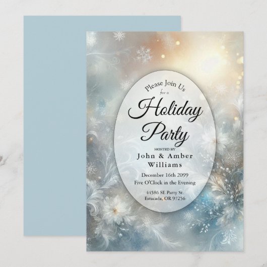 Bevroren bloemblaadjes in Golden Winter Mist Holid Kaart (Voorkant / Achterkant)