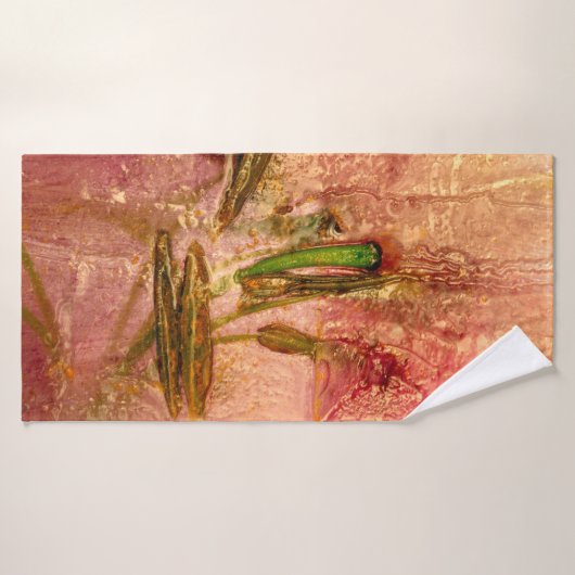 Bevroren bloemen en bladeren. Blossom in de ijskub Badhanddoek (Badhanddoek)