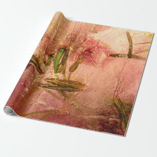 Bevroren bloemen en bladeren. Blossom in de ijskub Cadeaupapier
