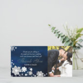 Bevroren Bloemrijke Winter Huwelijk Dank Je Foto K Bedankkaart (Staand voorkant)