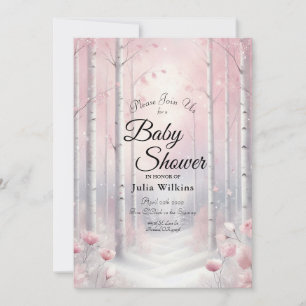 Bevroren Bloesems in een Winter Bos Baby Shower Kaart