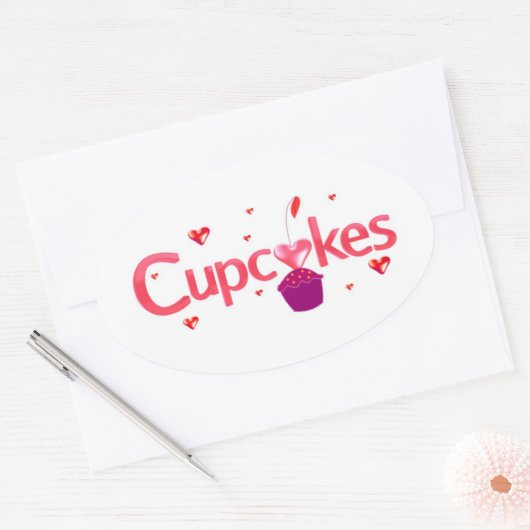 Bevroren cake-teken ovale sticker (Envelop)