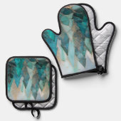 Bevroren Dennen – Winterbos Ovenwant & Pannenlap Set (Voorkant / Achterkant)