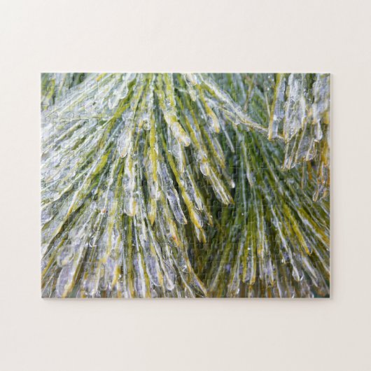 Bevroren Dennennaalden Winter Botanisch Legpuzzel (Horizontaal)
