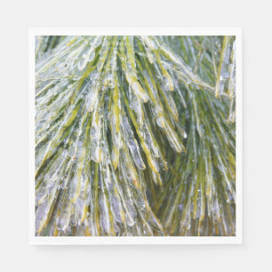 Bevroren Dennennaalden Winter Botanisch Servet