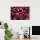 Bevroren donkerrode rozen op een graf poster (Thuiskantoor)
