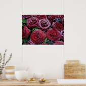 Bevroren donkerrode rozen op een graf poster (Keuken)