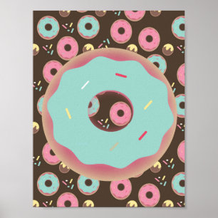 Bevroren Donut 3D Spikkels Muurkunst Teal Poster