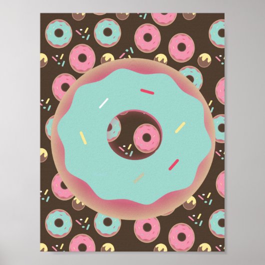 Bevroren Donut 3D Spikkels Muurkunst Teal Poster (Voorkant)