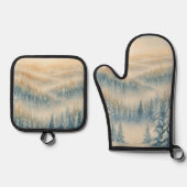 Bevroren Droom Sneeuwlandschap Ovenwant & Pannenlap Set (Voorkant)