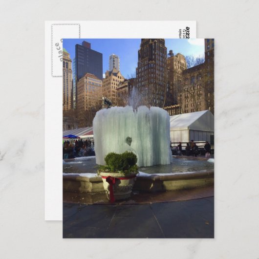 Bevroren fontain Bryant Park Manhattan New York NY Briefkaart (Voorkant / Achterkant)