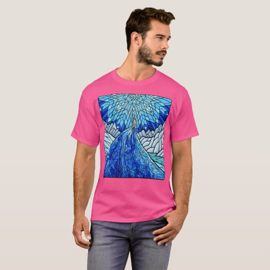 Bevroren fractals in het Glazen in lood venster T-shirt (Voorkant volledig)