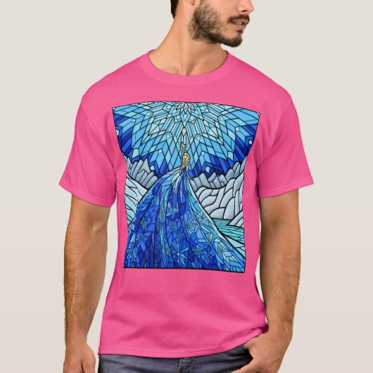 Bevroren fractals in het Glazen in lood venster T-shirt (Voorkant)