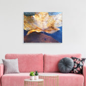 Bevroren Gele Esdoornblad Herfst Natuur Canvas Afdruk (Insitu (Woonkamer))