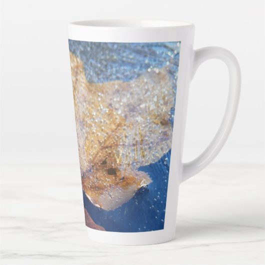 Bevroren Gele Esdoornblad Herfst Natuur Latte Mok (Rechts)