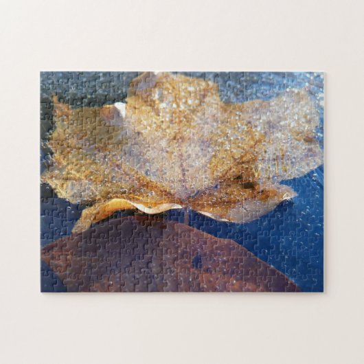 Bevroren Gele Esdoornblad Herfst Natuur Legpuzzel (Horizontaal)