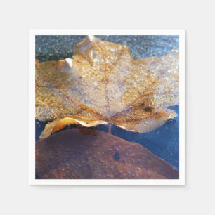 Bevroren Gele Esdoornblad Herfst Natuur Servetten