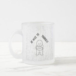 ☕ Bevroren glazen mok met "Be Nice To Yourself" 