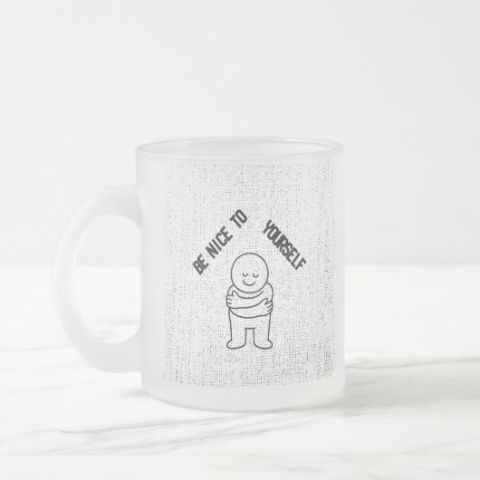 ☕ Bevroren glazen mok met "Be Nice To Yourself"  (Links)